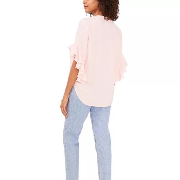 VINCE CAMUTO New With Tags Women's Ruffle Sleeve Henley Blouse See Measurements - Picture 4 of 10